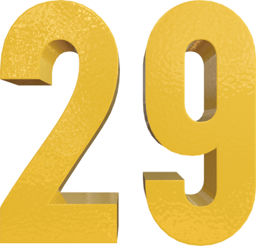 Number 29 Yellow Metal Paint 3D Render png