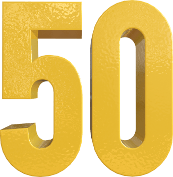 Number 50 Yellow Metal Paint 3D Render png