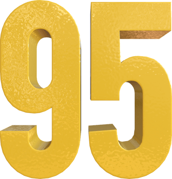 Number 95 Yellow Metal Paint 3D Render png