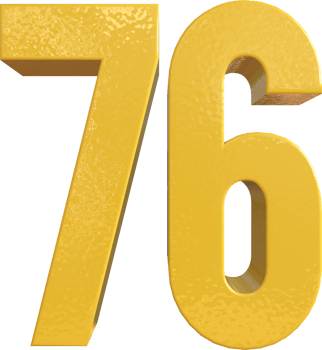 Number 76 Yellow Metal Paint 3D Render png