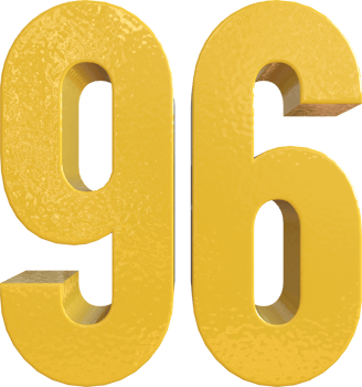 Number 96 Yellow Metal Paint 3D Render png