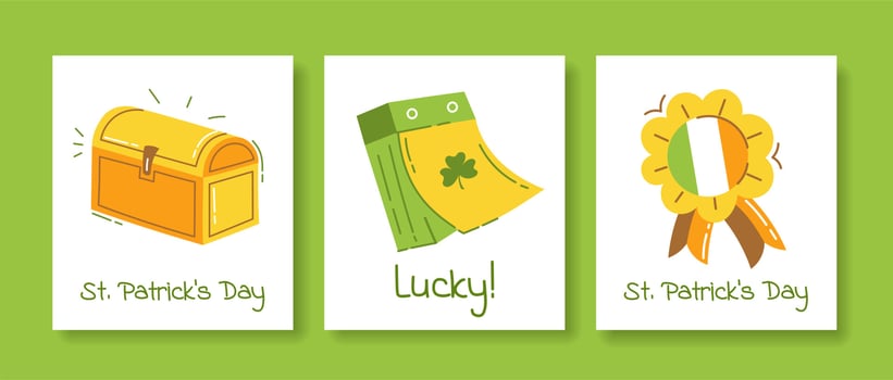 Postcards Set St. Patrick's Day Vector Illustration Flat Style