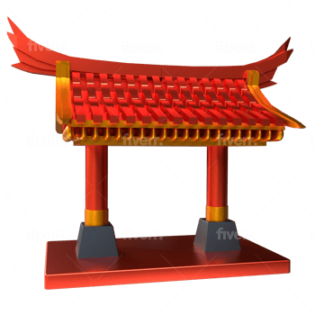 Chinese new year icon temple gate 3D render png