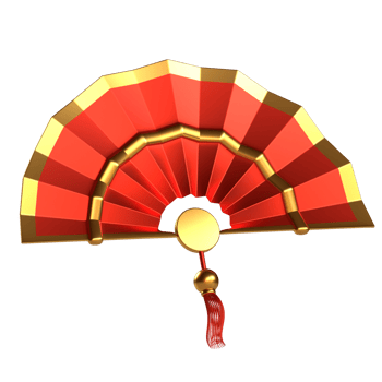 Chinese new year icon fan 3D render png