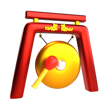 Chinese new year icon gong drum 3D render png