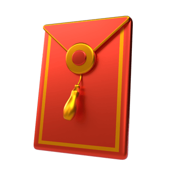 Chinese new year icon red pocket angpao 3D render png