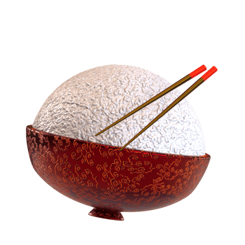 Chinese new year icon rice bowl with chopsticks 3D render png