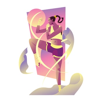 Professional Female Kick Boxer vector