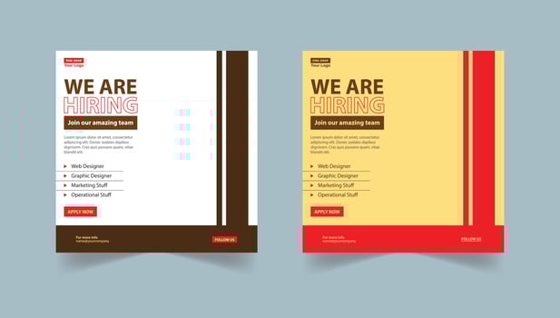 We are hiring poster template for social media post vector