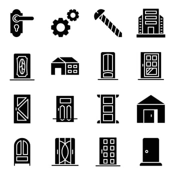 Pack of Door Locks Glyph Vector Icons