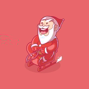 Santa Claus character riding the sled vector illustration. Holiday, Funny, winter design concept.