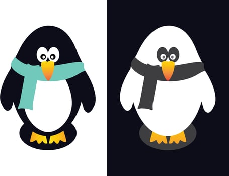penguin vector icon logo cartoon character fish salmon illustration doodle