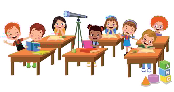 cute students in class at school vector