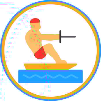Barefoot Skiing Vector Icon Design