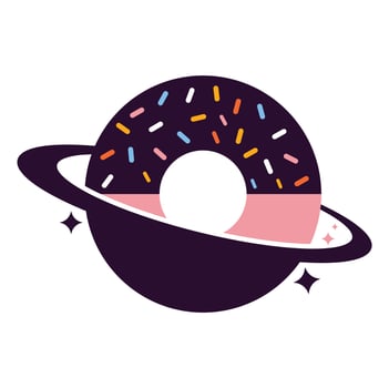 Planet Donuts Logo Template Design. Unique bakery logotype design template. vector