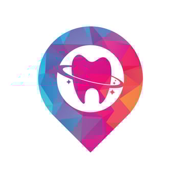 Dental planet gps shape concept vector logo design. Dentistry clinic vector logo concept.