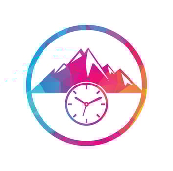 Time Mountain Logo Icon Design. Adventure time logo template illustration. vector