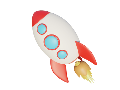 Colored cartoon rocket. 3d render. png