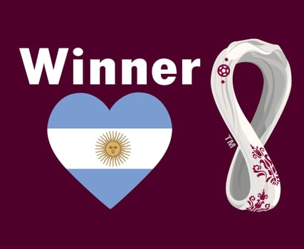 Argentina Flag Heart Winner With World Cup 2022 Logo Final football Symbol Design Latin America Vector Latin American Countries Football Teams Illustration