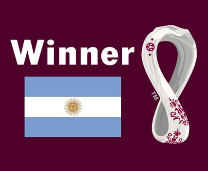 Argentina Flag Emblem Winner With World Cup 2022 Logo Final football Symbol Design Latin America Vector Latin American Countries Football Teams Illustration