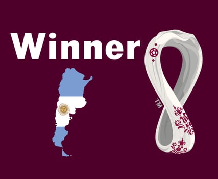 Argentina Map Flag Winner With World Cup 2022 Logo Final football Symbol Design Latin America Vector Latin American Countries Football Teams Illustration