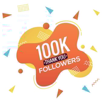 100k followers, social sites post, greeting card vector illustration. Followers Social Media Online Illustration Label Vector Design.