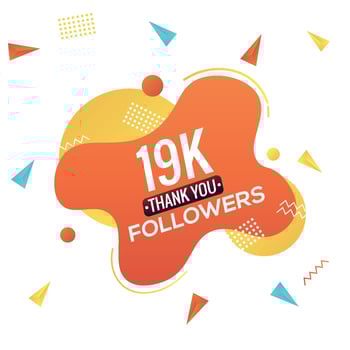 19k followers, social sites post, greeting card vector illustration. Followers Social Media Online Illustration Label Vector Design.