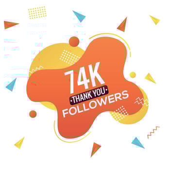 74k followers, social sites post, greeting card vector illustration. Followers Social Media Online Illustration Label Vector Design.