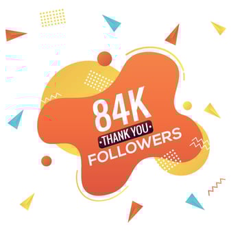 84k followers, social sites post, greeting card vector illustration. Followers Social Media Online Illustration Label Vector Design.