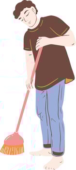 A boy sweeping floor illustration vector