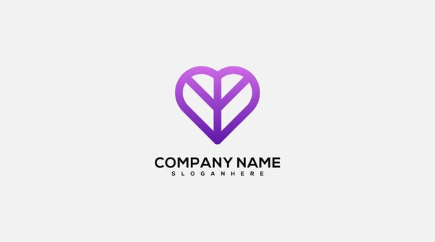 company name love logo design gradient color vector