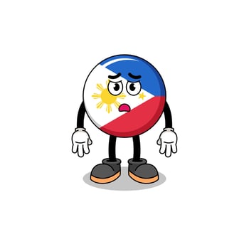 philippines flag cartoon illustration with sad face vector