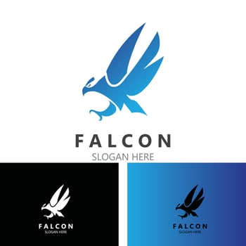 Falcon logo design image, silhouette eagle template illustration vector