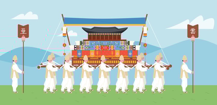 Funeral palanquins are carried and paraded. vector