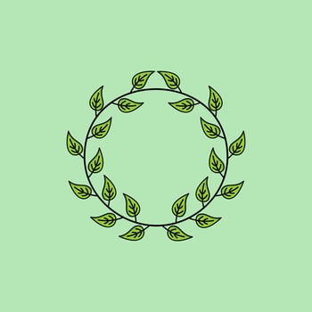 Circle Frame Leaf Logo Design vector
