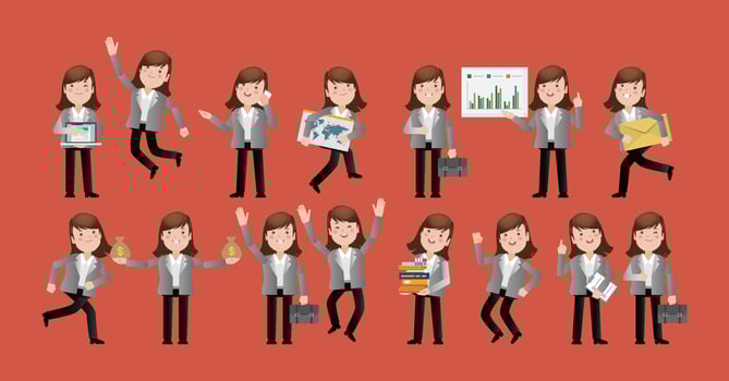 Flat Set of business people vector