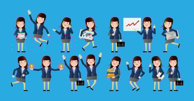 Flat Set of business people vector