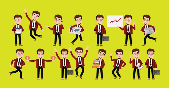 Flat Set of business people vector