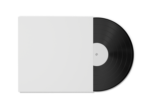 Music vinyl and record label disc mockup png