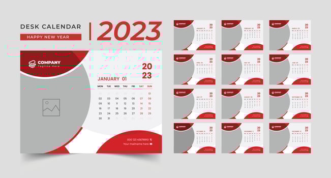 Desk Calendar 2023 template design, creative desk calendar, table calendar 2023 vector