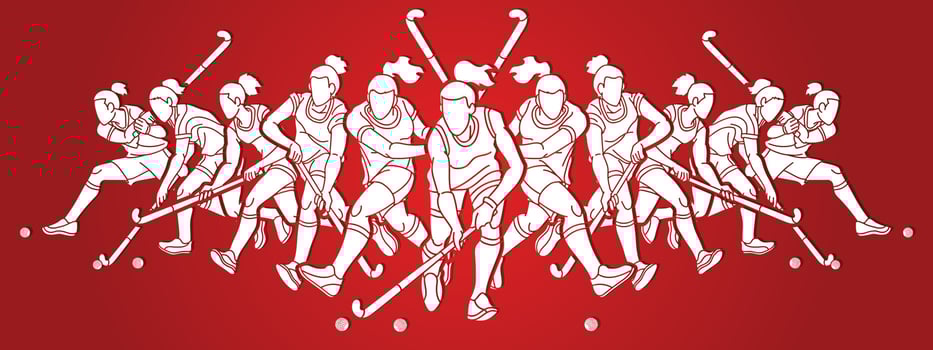 Team Field Hockey Sport Female Players Action vector
