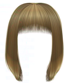 trendy  woman  hairs bob kare with fringe  . light  blond  colors . medium length . beauty style . realistic  3d . vector