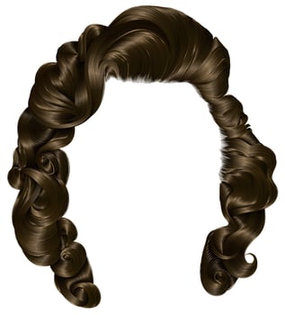 trendy woman hairs  brunette brown,  beauty fashion . retro style curls . realistic 3d . vector