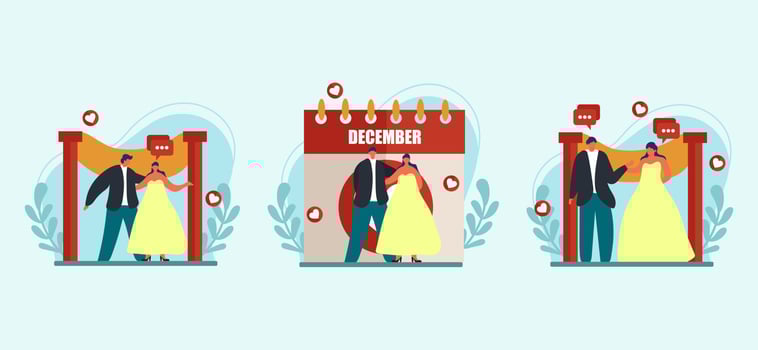 Wedding Day Flat Bundle Design vector