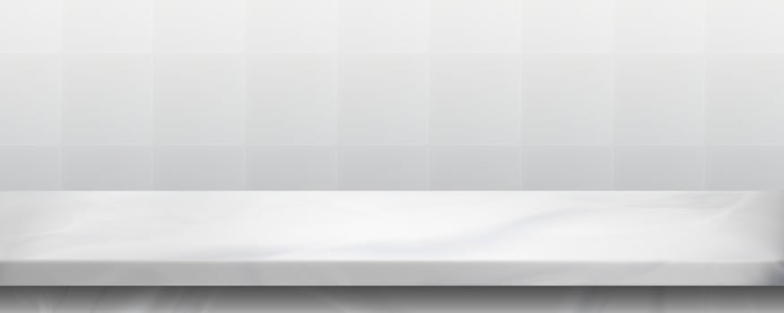 White marble countertop and tile wall vector