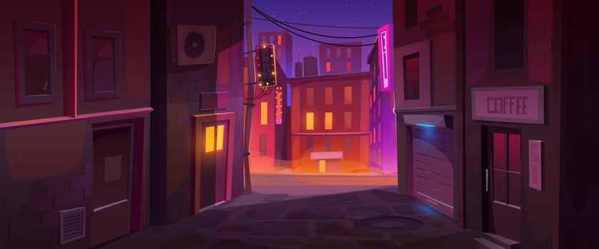 Night city street corner cityscape background vector