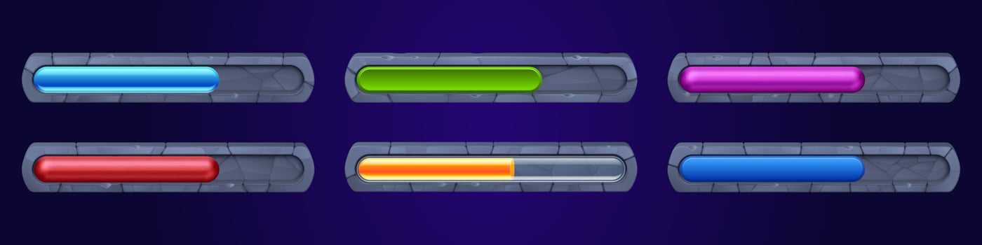 Game progress bars in stone frame vector