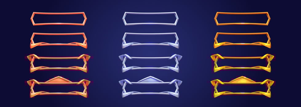 Empty game banner bronze, silver and gold frames vector