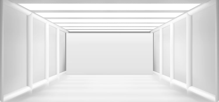 White room, abstract corridor interior art gallery vector