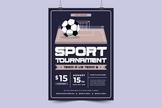 Football tournament, sport event flyer or poster design template easy to customize vector